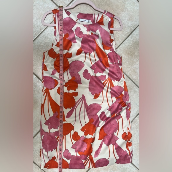 MANGO MNG Pink Orange Floral Printed Shift Dress M - Picture 7 of 7